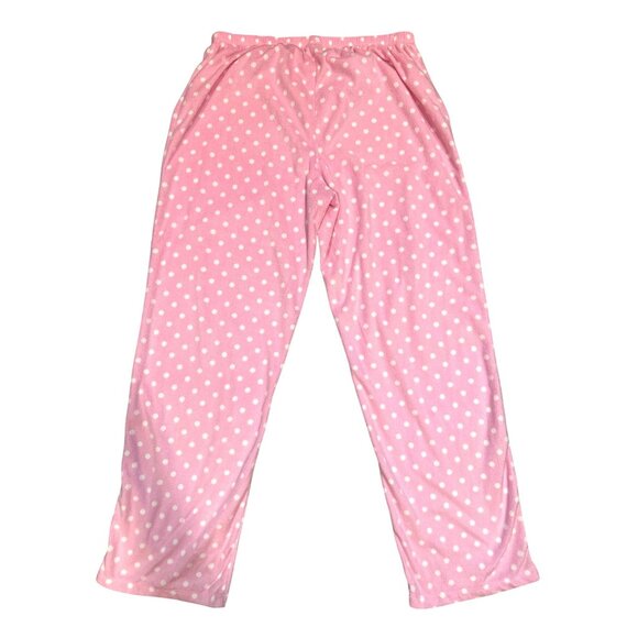 Adonna Sleepwear Pink Polka Dot Pajama Pants Size Medium Cozy Fleece Loungewear - Picture 3 of 6